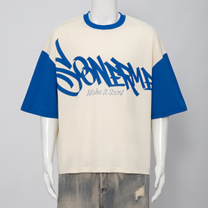 Camiseta Raglán <span class=keywords><strong>de</strong></span> Diseño <span class=keywords><strong>de</strong></span> Alta Calidad con Estampado Gráfico en Color Patchwork, Camiseta <span class=keywords><strong>de</strong></span> Algodón con Impresión Digital - Product Image 3