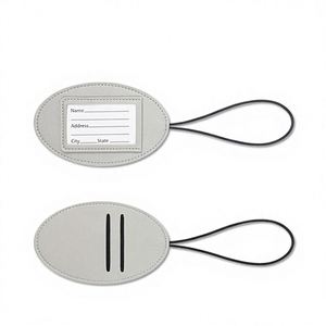 Cute Oval PU Leather Travel Luggage <b>Tag</b> with Elastic Rope, Custom Logo <b>ID</b> Card Holder <b>Tags</b> for Suitcase Bag - Product Image 1