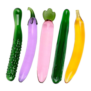 Waterdichte erotische komkommer transparante glazen <span class=keywords><strong>dildo</strong></span>'s kunstmatige penis fruitvormige grote glazen anale buttplug seksspeeltje voor mannen en vrouwen - Product Image 3