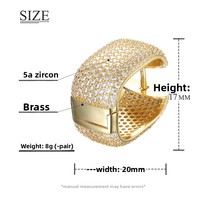 Boucles d'oreilles pendantes tendance unisexe en laiton plaqué or 18 carats avec zircon 5A, design rectangulaire à coins arrondis larges, clips d'oreilles, clous d'oreilles, cadeau