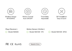 Tự động-cảm biến mở rộng EU ổ cắm PIR Motion Detector cảm biến chuyển đổi cho người hâm mộ và ánh sáng - Product Image 5