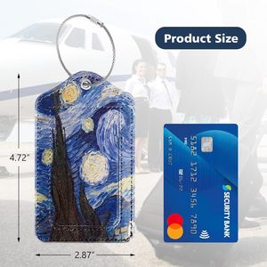 2 Pcs Luggage Tags for <b>Suitcases</b>, Leather Travel Name ID <b>Labels</b> with Privacy Flap, Stainless Steel Loop for Women/Men/Kids/Girls - Product Image 2