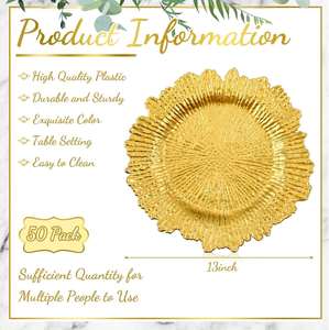 طبق تقديم بلاستيكي ذهبي بنقشة الشعاب المرجانية لتزيين المائدة بأناقة - Product Image 4