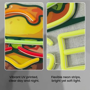 Hamburger neon LED indoor hanging ambient light wall decoration light fast food shop <b>sign</b> entrance indicator light luminous <b>sign</b> - Product Image 3