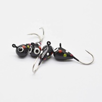 Vente en gros usine Black Wonder Bread Tungsten Ice Jig Head avec points de résine colorés, leurre de pêche sur glace hivernale pour Panfish et Perche