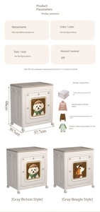 Armadio Pieghevole con Coperchio Ribaltabile in Plastica PP Rinforzata con Ruote, Motivo Cane Carino per Organizzare i Vestiti a Casa - Product Image 6