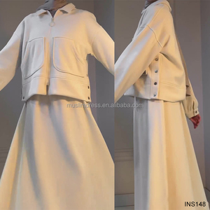 Habib 2026 Nuovo Set 2 Pezzi Tinta Unita Autunno Inverno per Donne Musulmane, Top Modesto e Gonna Lunga, Abbigliamento Islamico all'Ingrosso - Product Image 3