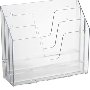 Custom Clear Triple Acrylic Silk-Screen Printed Custom Logo Magazine <b>Holder</b> Wall Mounted <b>File</b> Folder <b>Holder</b> Document Display USA - Product Image 1