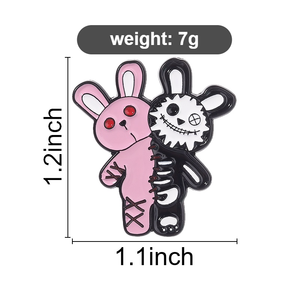 Pin de esmalte de conejo de terror adorable, broche gótico de conejito espeluznante cosido, insignia de solapa, regalo de joyería - Product Image 6