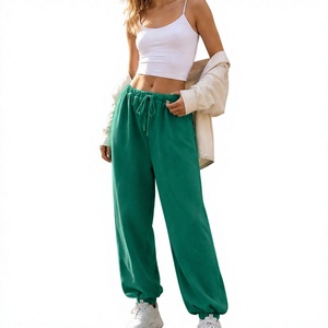 Pantalon de jogging ample en molleton pour femme, coupe décontractée, jambe large, taille mi-haute, style streetwear - Product Image 2