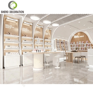 <b>White</b> Arched Makeup Display Shelf Gold <b>Frame</b> Cosmetic Store Interior Design Professional Makeup Shop Fitting Showcase - Product Image 4