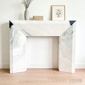 Caminetto in Marmo Bianco Panda Cammy Stone, Stile Lussuoso, Autoportante per Interni, <span class=keywords><strong>a</strong></span> <span class=keywords><strong>Legna</strong></span>, per Hotel e Cucine - Product Image 1