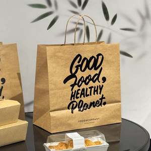 Bolsa de Papel Kraft Ecológica Personalizada Marrón y Blanca con Asa para Comida para Llevar, Ideal para Pizza, con Impresión Digital - Product Image 6