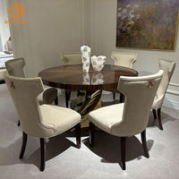 Ensemble table à manger ronde de luxe 12 places en marbre design en métal