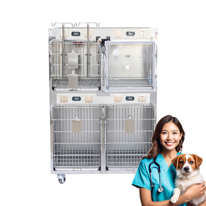 Hôpital pour animaux de Offre Spéciale <span class=keywords><strong>Cages</strong></span> en acier inoxydable Clinique pour animaux de compagnie ICU Chat Chien Oxygène Cabine Cage Bank Avec thérapie infrarouge - Product Image 1