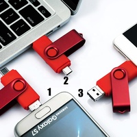 Grosir standar mikro Tipe C 3 in 1 Usb Flash Drive Otg Pendrive putar Usb Flash Disk logam 8gb 16gb 32gb 64gb 128gb