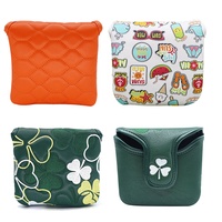Housse de tête de putter de golf carrée OEM/ODM en cuir PU avec fermeture magnétique et bande auto-agrippante, broderie personnalisée en usine, accessoire de club de golf
