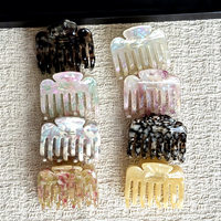 Pince à cheveux en acétate élégante pour femme, avec logo personnalisé, texture double dentelle, pour queue de cheval haute, 5,5 cm, tailles moyenne et petite