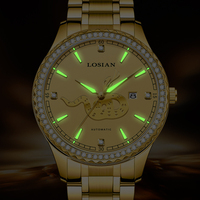 Montre automatique Oriental Lucky Snake en acier inoxydable plaqué or, verre saphir, fond ajouré, étanche 50M, luxe pour homme, 20mm