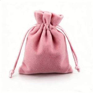 Sac à chaussures en velours, sacs de rangement de luxe en velours pour vêtements et chapeaux, sacs d'emballage textiles, sacs à cordon en velours rose - Product Image 1