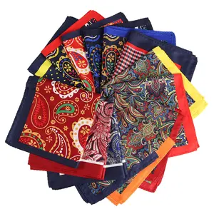 New Pocket Square Handkerchief Accessories Paisley Solid Colors Vintage Business Suit Handkerchief Breast Scarf 33*33cm