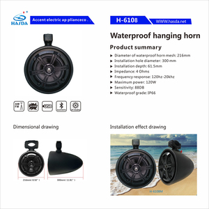 Unite Marine Audio <b>Stereo</b> Radio <b>System</b> Package BT with 2*6.5" Marine Speakers Antenna and USB Cable H-833+H-6108+H-057+H-071 - Product Image 4