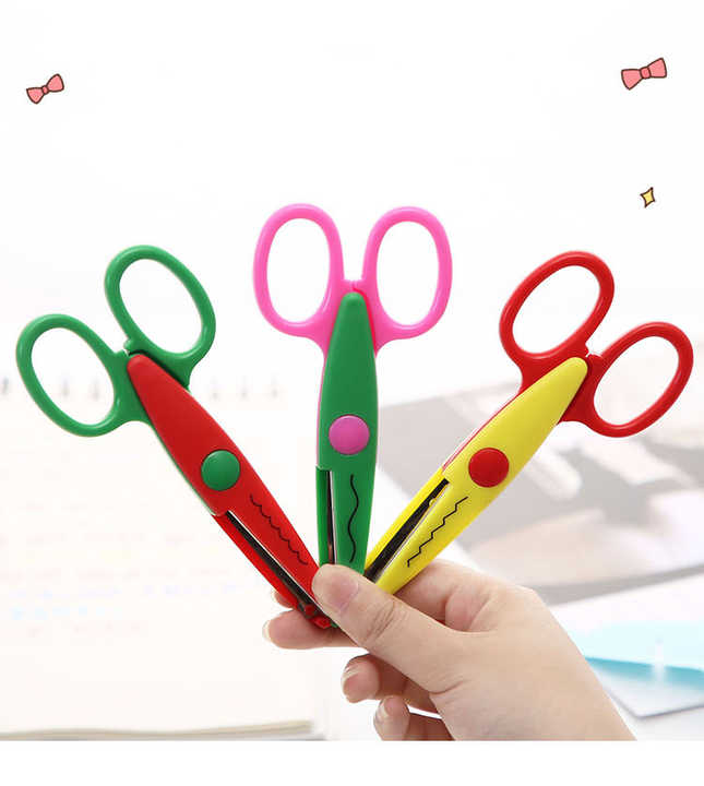 6 Styles Minimalistic Lace Pattern Paper Scissors Wavy Small Round Head ...