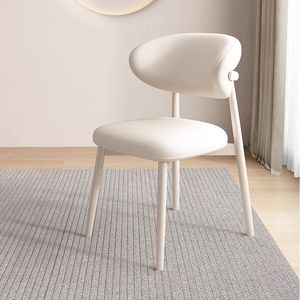 Chaise de Salle à Manger Moderne Nordique Design en Bois Massif avec Dossier Luxe en Similicuir Style Bûche Simple pour Café Maison Restaurant Appartement - Product Image 3