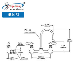 Robinet de lavabo en laiton à <span class=keywords><strong>double</strong></span> trou, eau froide et chaude, col de cygne, tête de pulvérisation rotative à 180°, robinet de lavabo - Product Image 2
