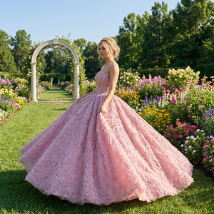 Dy6948 Vestidos de 15 Años, Vestido Rosa de Quinceañera con Lentejuelas, Vestidos de Cumpleaños para Niñas, Escote Corazón, Vestido de Quinceañera, Jancember - Product Image 1
