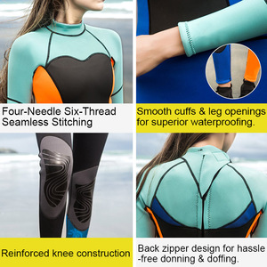 <span class=keywords><strong>Traje</strong></span> de <span class=keywords><strong>Neopreno</strong></span> de una Pieza para Mujer, 3mm, Bloques de Color, Manga Larga, Cremallera Trasera, para Buceo Libre, Surf y Buceo - Product Image 3