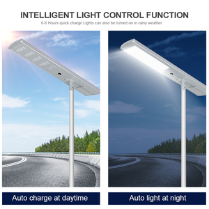 Capteur de mouvement en aluminium de haute qualité Ip65 étanche pour l'extérieur 60W 90W 120W 150W intégré tout en un Led réverbères solaires