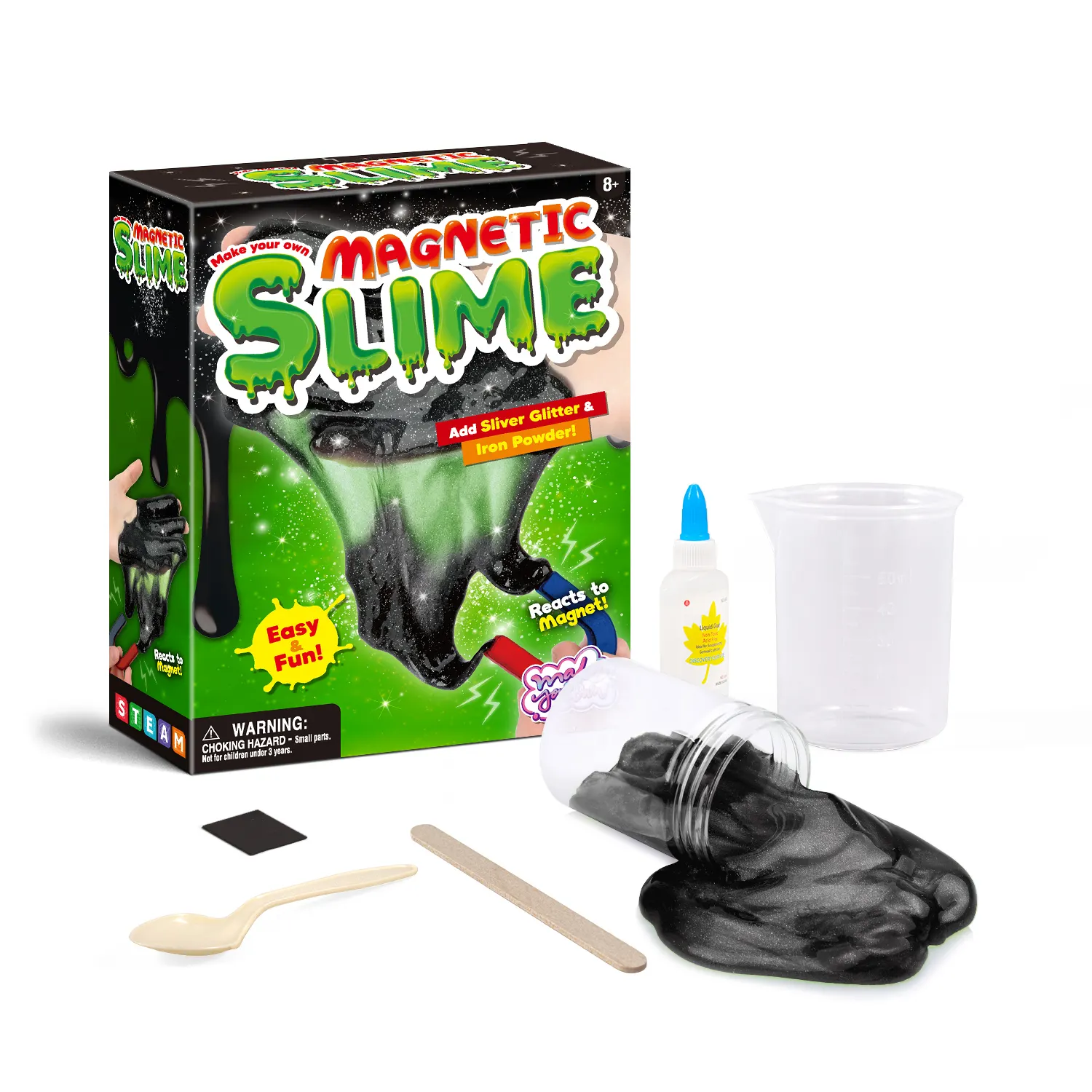 2023 Magic Kiddies Educational Toys Eco Friendly Popular Science Kits Playdough/Slime Non- Toxic Black Magnetic Slime DIY