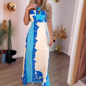 2025 estate nuovo stile europeo americano transfrontaliero con scollo all'americana Sexy Color Block moda vacanza abito lungo <span class=keywords><strong>Casual</strong></span> - Product Image 4