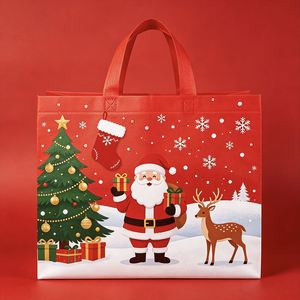 Wholesale Reusable Eco-Friendly Moisture Proof Heavy Duty Non Woven Laminated <b>Christmas</b> <b>Gift</b> <b>Bags</b> with Snowman Cartoon - Product Image 2