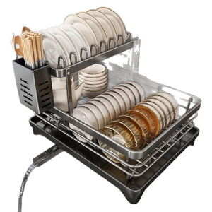 Metal 304 Stainless Steel Dish Drying Stand Drainer Plate <b>Rack</b> <b>Shelf</b> Kitchen Dish <b>Rack</b> with Drain Board Cutlery Cup - Product Image 1