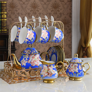 Vàng Rim Sứ Arabic Quà Tặng Cà Phê Sang Trọng Tea Cup Chiếc Đĩa Đặt Gốm Bộ Trà Với Đường Nồi Trà Và Sữa Bình - Product Image 5