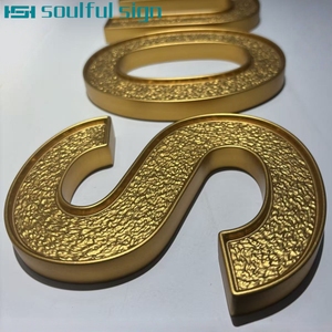 Venta caliente personalizable Metal letra signo Acero inoxidable 3D Logo signo letras al aire libre textura litográfica <span class=keywords><strong>grabado</strong></span> para tienda - Product Image 5