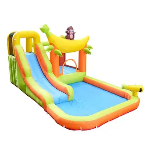 Funny Monkey Bounce Trampolim das Crianças Outdoor Inflável Slide House Bouncing Toy Inflável Slip Para Crianças 3-6 Anos de idade