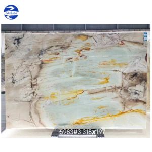 Fondo de mármol Tiffany <span class=keywords><strong>Laguna</strong></span> cristal cuarcita retroiluminado característica pared 20mm 30mm baño tocador superior Bookmatched azulejo de pared - Product Image 5