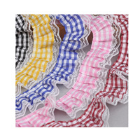Bordure en dentelle de filament de polyester à carreaux de 2,2 pouces, style Lo Tari, bordure festonnée pour robe, couture DIY, artisanat, accessoires de décoration intérieure