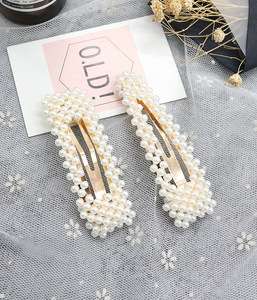 Pinces à <span class=keywords><strong>cheveux</strong></span> <span class=keywords><strong>avec</strong></span> perles pour femme, accessoire capillaire, bijou à la mode, élégant, Design coréen, Barrette, épingle, 1 pièce, Q464 - Product Image 1