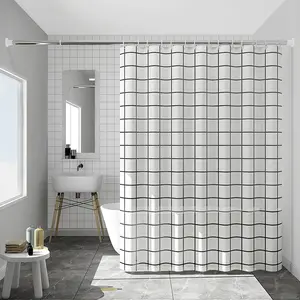 Wholesale Plaid Geometric PEVA Waterproof Shower Curtain Bathroom Bathtub Shower Curtain