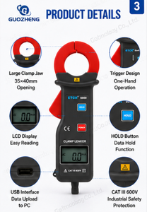 Pinza Amperimétrica Digital de Alta Precisión ETCR6600 para Corriente de Fuga de CA 600A con Monitoreo por Software USB y Función Hold - Product Image 4