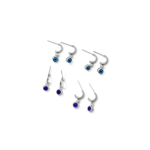 Orecchini Pendenti alla Moda con Ciondolo Occhio Blu, Set di 6 Paia in Acciaio Inossidabile Fatti a Mano - Product Image 1