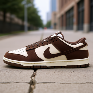 Chaussures de basketball style Dunk Low Retro en daim marron baroque ivoire pâle, à lacets, avec semelle intermédiaire respirante en EVA - Product Image 2