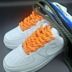 Lacets de chaussures Hf 10 couleurs, 8 mm, ronds, épais, en polyester et lin, torsadés, pour Dunk Low, beige, blanc, Af Cashew Flower - Product Image 3