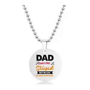 Ywganggu Wholesale Custom Round Brand Necklaces Creative Color Printed Stainless Steel Necklace Father's Day Pendant Jewelry