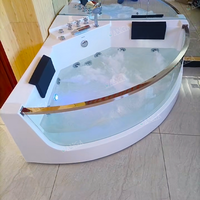 Baignoires en forme d'angle Bains à remous Baignoires jacuzzier d'intérieur pour 2 personnes avec baignoire d'hydrothérapie à jets d'air
