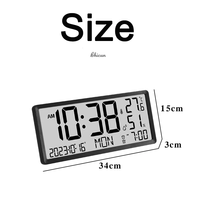 Offre Spéciale Grande horloge murale numérique Jumbo LCD Horloge de table avec humidité de la température extérieure intérieure